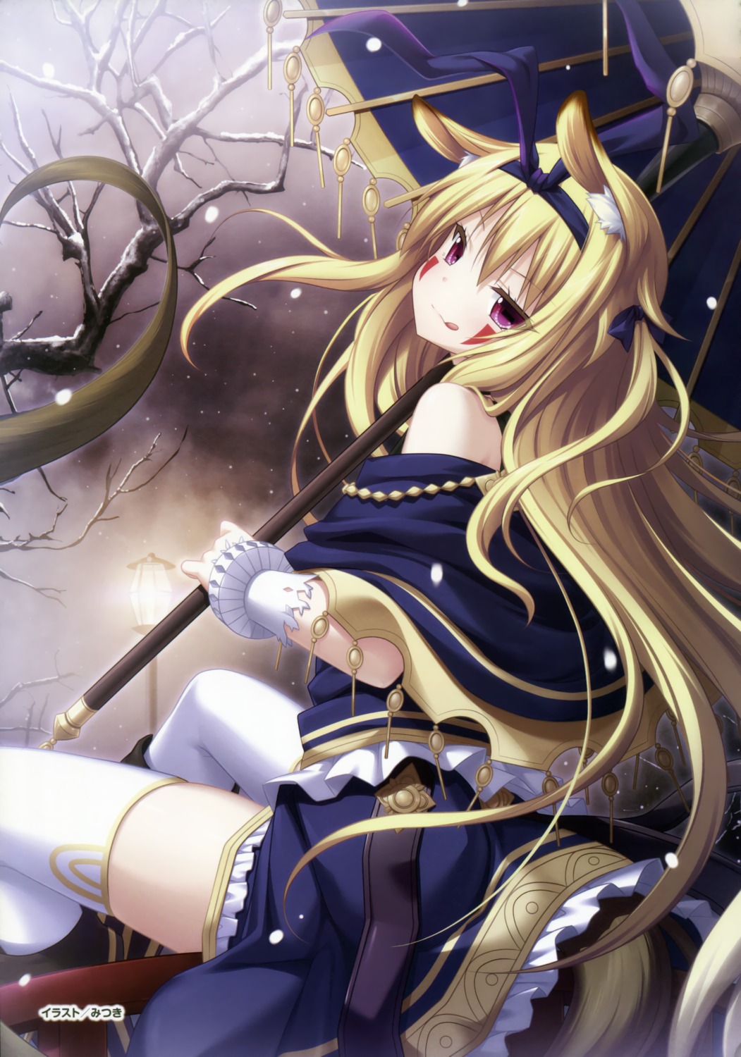 animal_ears, eushully, tail, tenbin_no_la_dea_~ikusa_megami_memoria~, thighhighs, valefor, yano_mitsuki