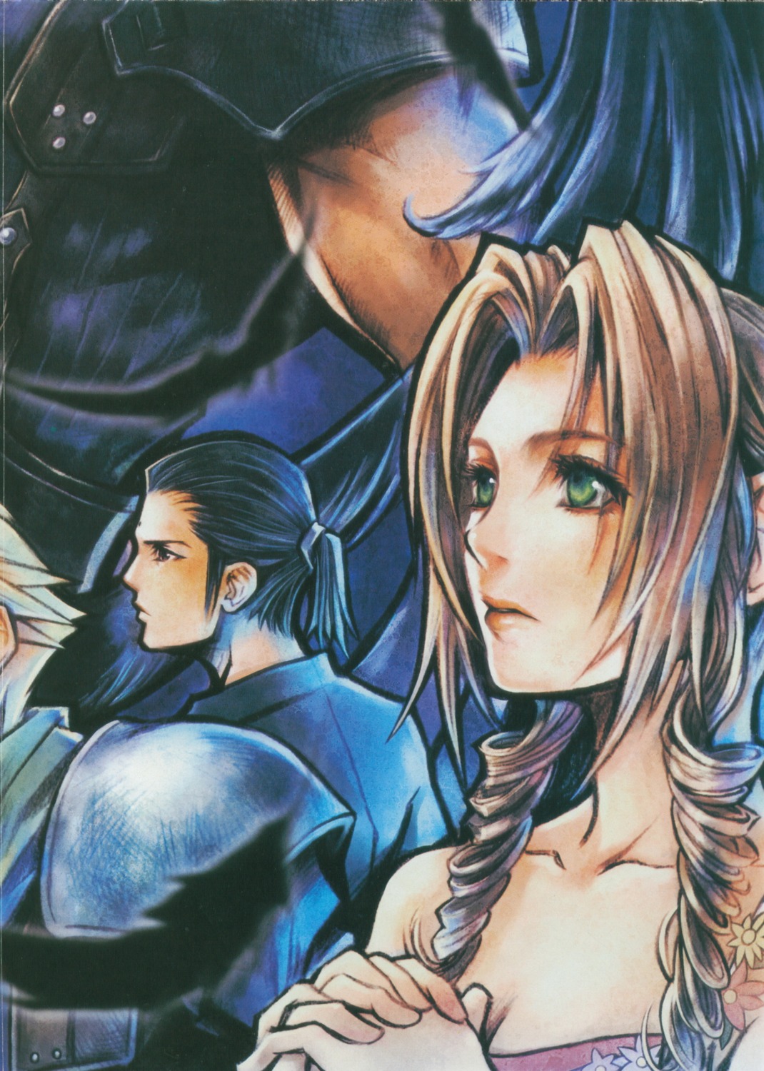 aerith_gainsborough, angel, armor, cleavage, cloud_strife, crisis_core, final_fantasy, final_fantasy_vii