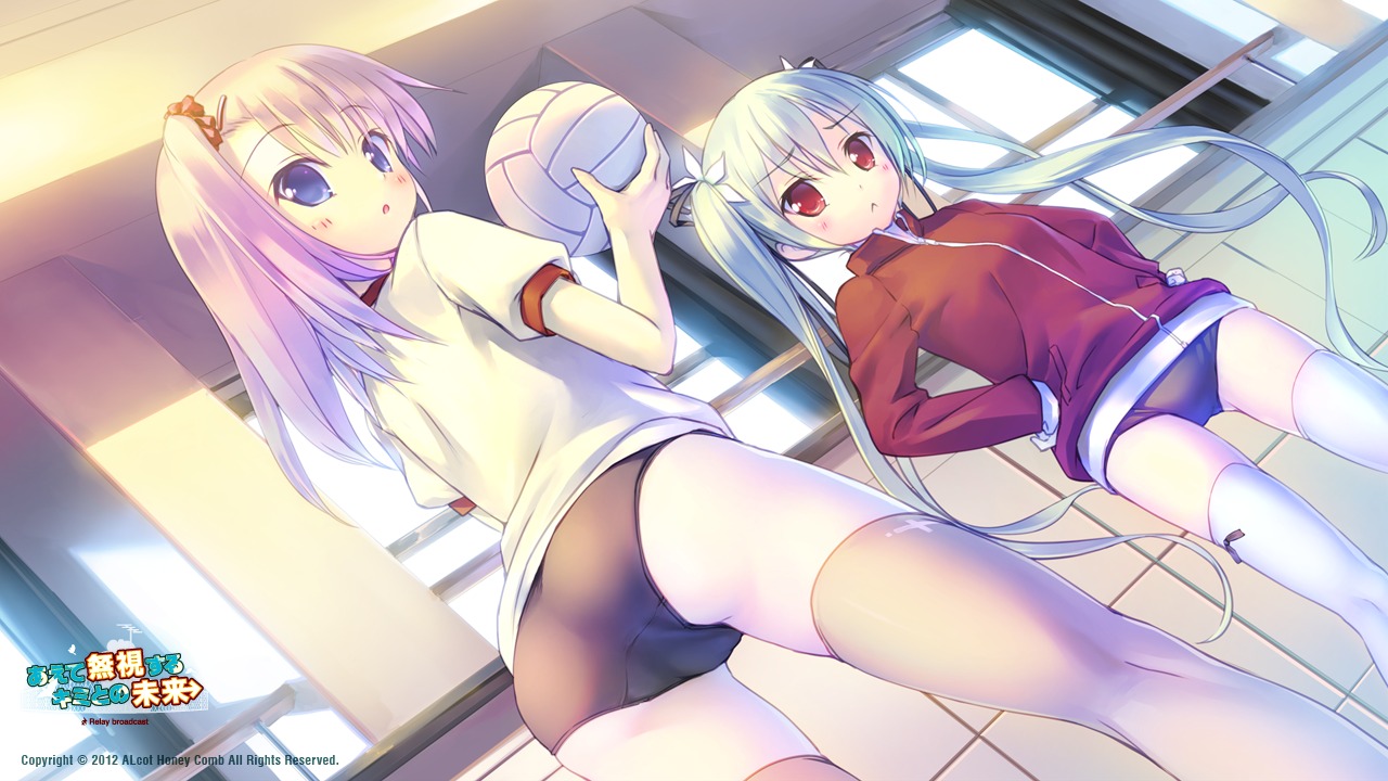 aete_mushisuru_kimi_to_no_mirai_~relay_broadcast~, alcot_honeycomb, buruma, gym_uniform, manabe_kei, sawatari_nanagi, takoyaki, thighhighs