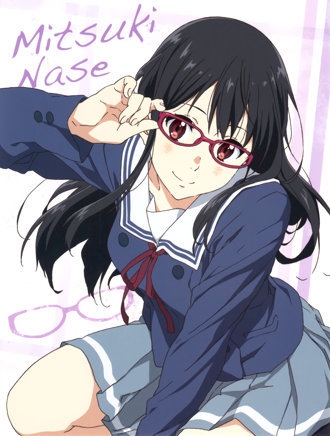 kadowaki_miku, kyoukai_no_kanata, megane, nase_mitsuki, seifuku