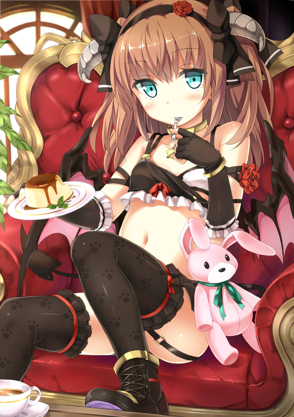 cosplay, girlfriend_(kari), horns, maniku, stockings, thighhighs, wings, yuuki_nae