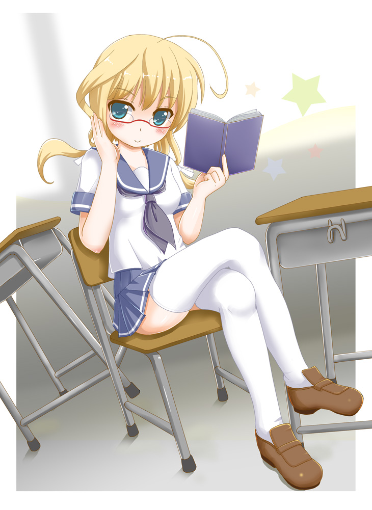 flipper, i-8_(kancolle), kantai_collection, megane, seifuku, thighhighs