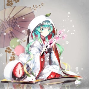 hakusai_(tiahszld), hatsune_miku, kimono, umbrella, vocaloid, yuki_miku