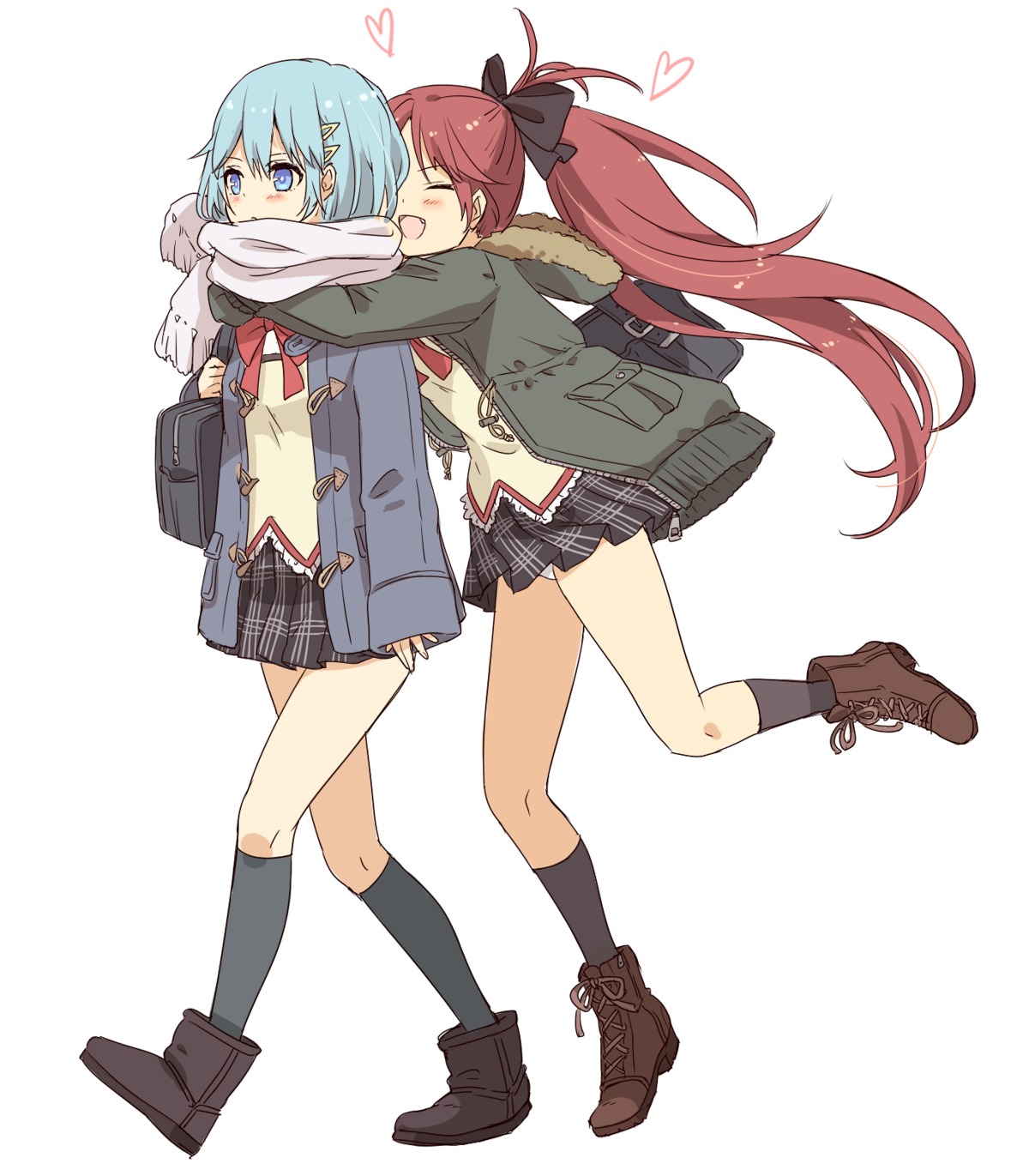 mahou_shoujo_madoka_magica, miki_sayaka, pantsu, sakura_kyouko, seifuku, yuri, yutsumoe