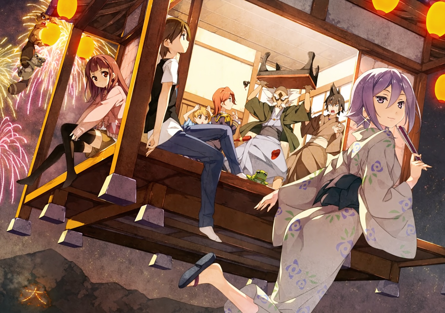 5_nenme_no_houkago, akadama_sensei, benten_(uchouten_kazoku), ebisugawa_ginkaku, ebisugawa_kaisei, ebisugawa_kinkaku, kantoku, shimogamo_mother, shimogamo_yaichirou, shimogamo_yajirou, shimogamo_yasaburou, shimogamo_yashirou, thighhighs, uchouten_kazoku, yukata