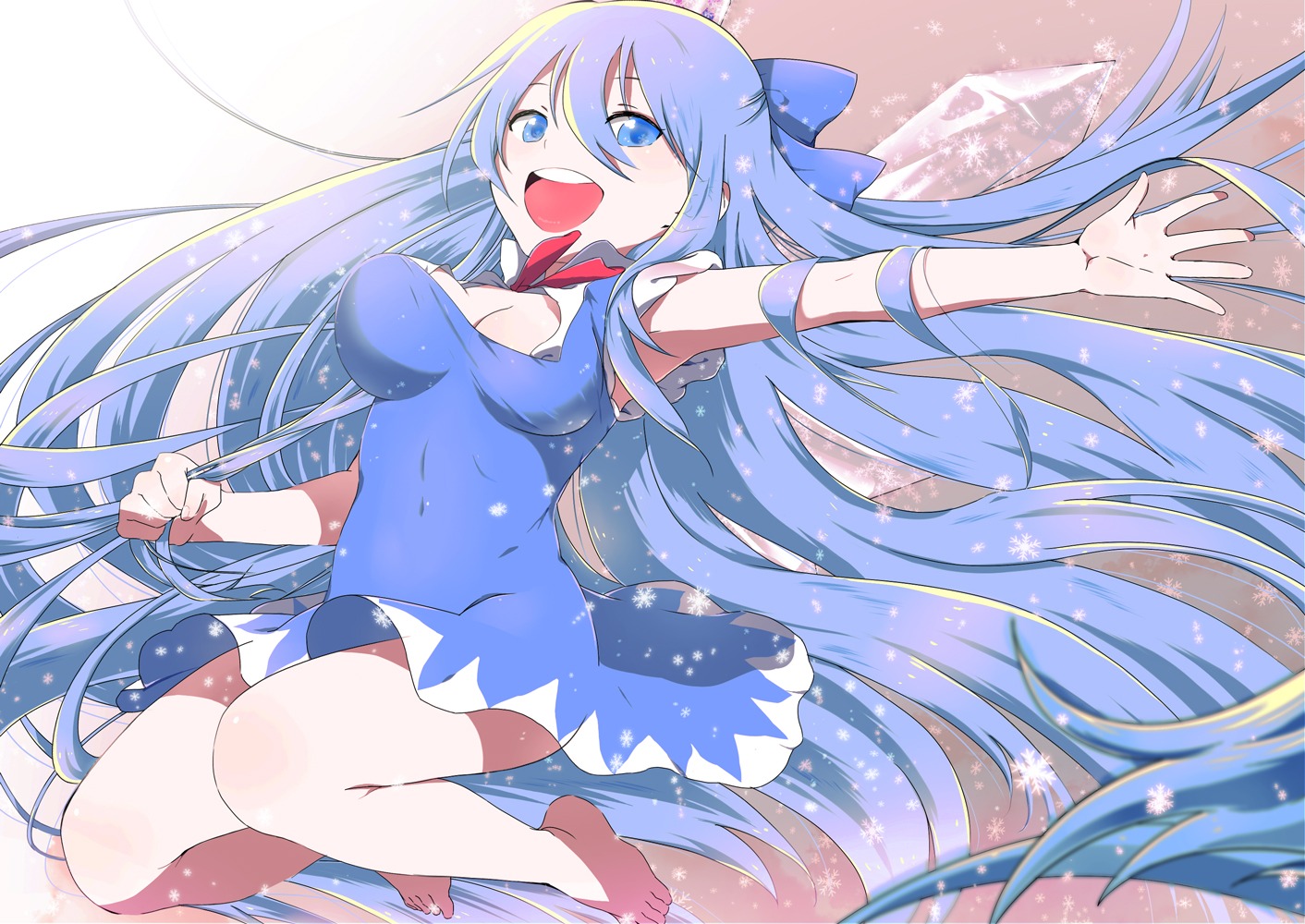 cirno, cleavage, dress, touhou, yamada_ranga
