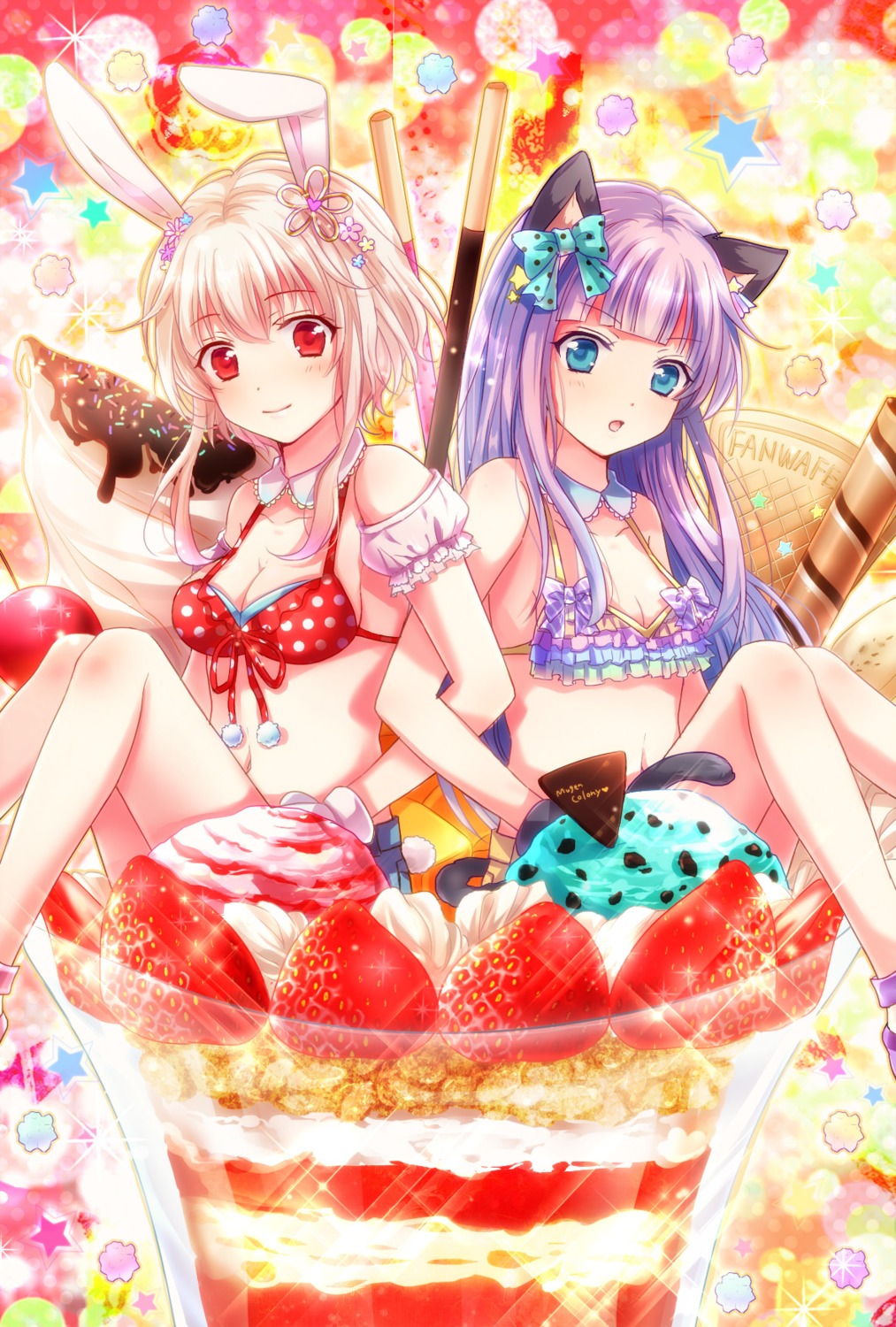 animal_ears, bikini, bunny_ears, cleavage, miyoshi_(m178), swimsuits