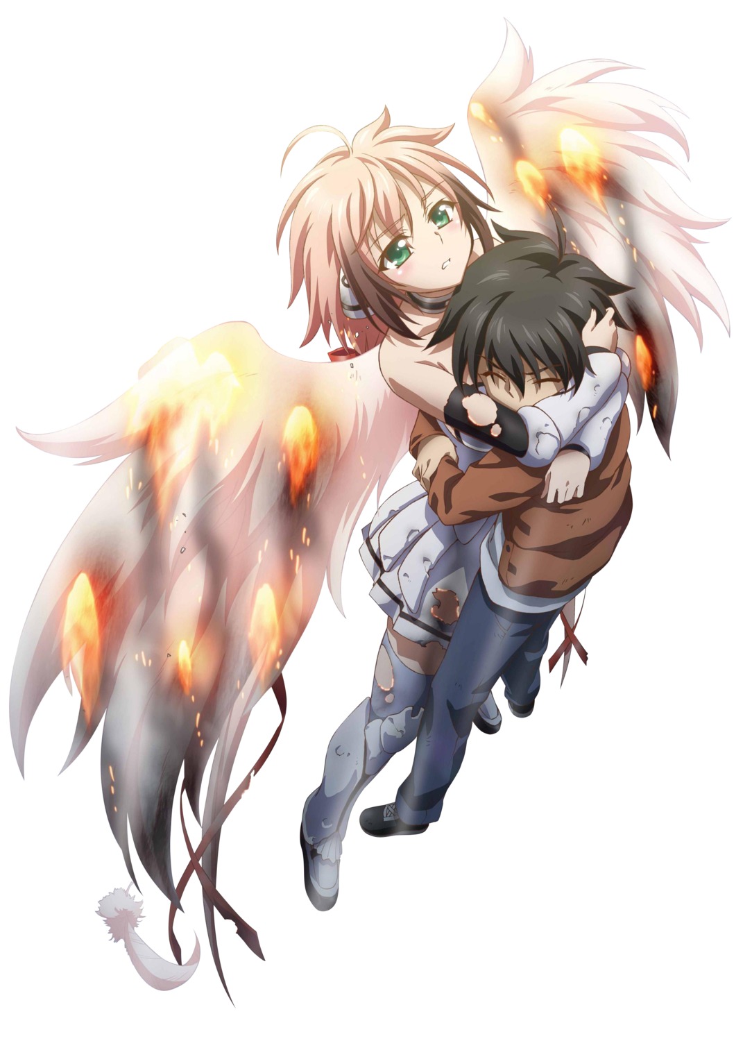 ikaros, sakurai_tomoki, sora_no_otoshimono, thighhighs, torn_clothes, wings
