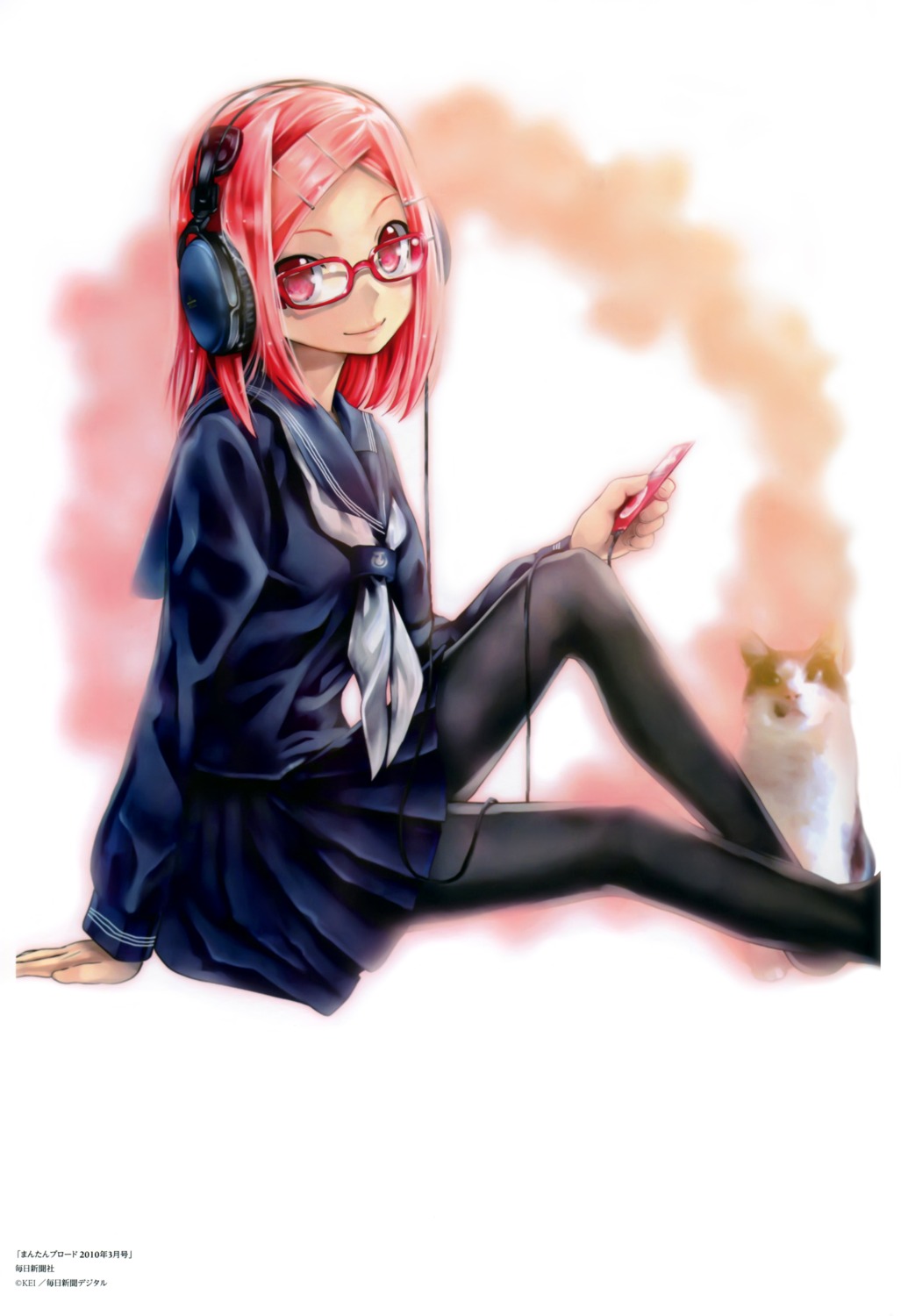 headphones, kei, megane, nanako_(kei), neko, pantyhose, seifuku