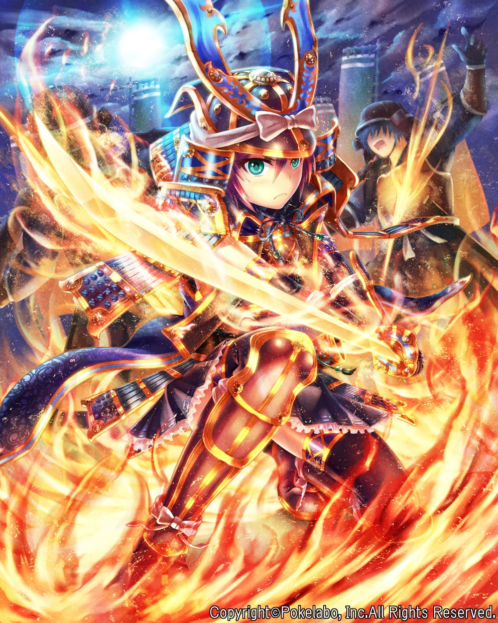 armor, ikeda_tsuneoki, ikeda_tsuneoki_(samurai_kingdom), senran_no_samurai_kingdom, shingo_(picturepuzzle), sword, thighhighs