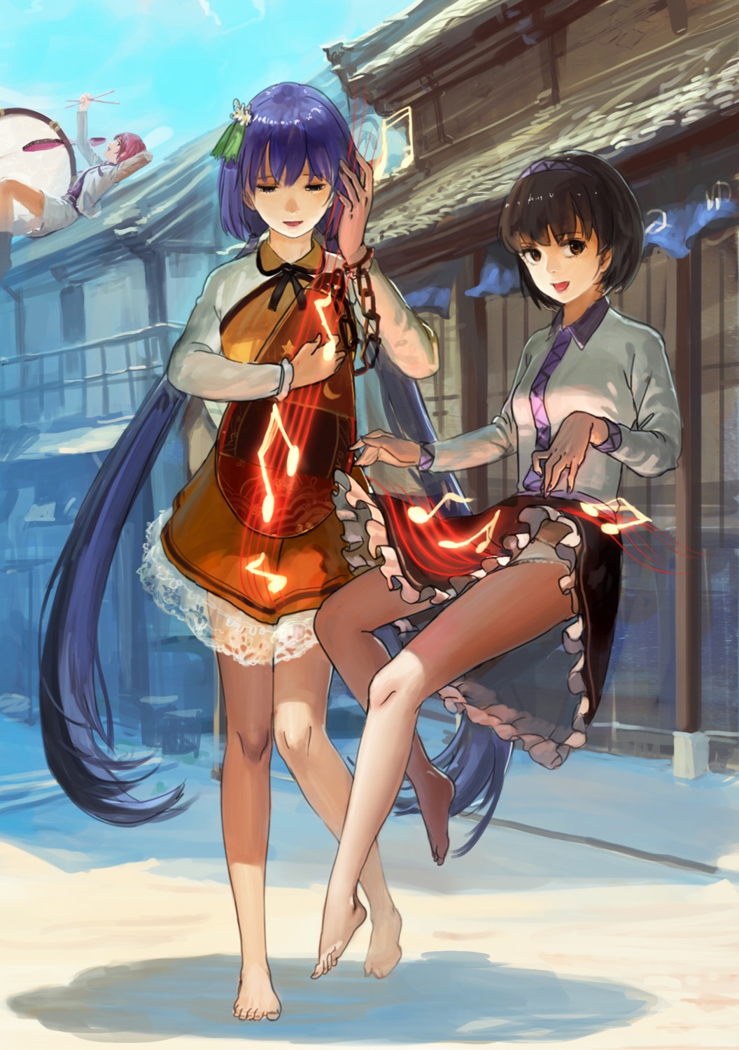 horikawa_raiko, nanairono_kaigashi, pantsu, touhou, tsukumo_benben, tsukumo_yatsuhashi