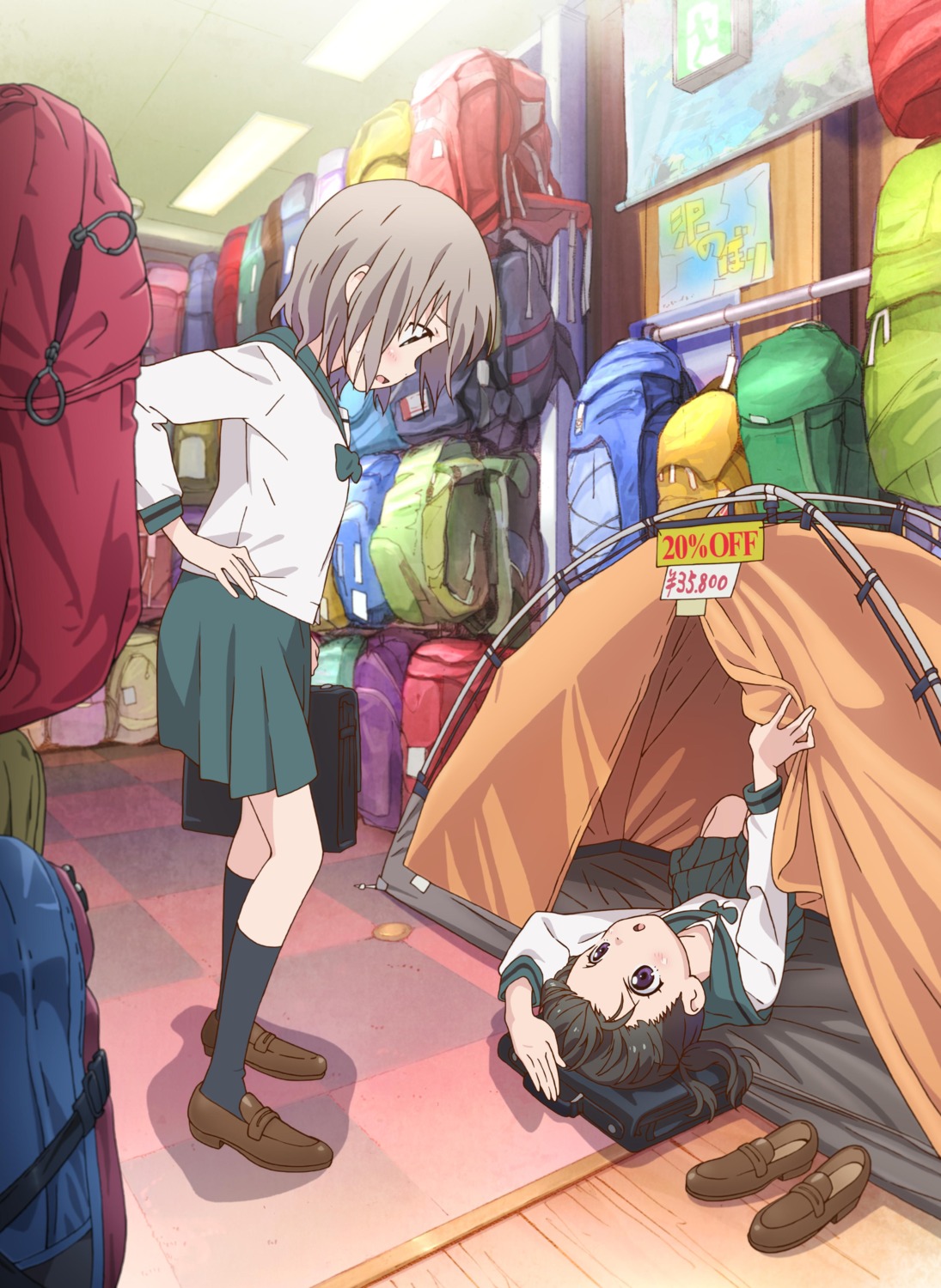 kuraue_hinata, matsuo_yuusuke, seifuku, yama_no_susume, yukimura_aoi
