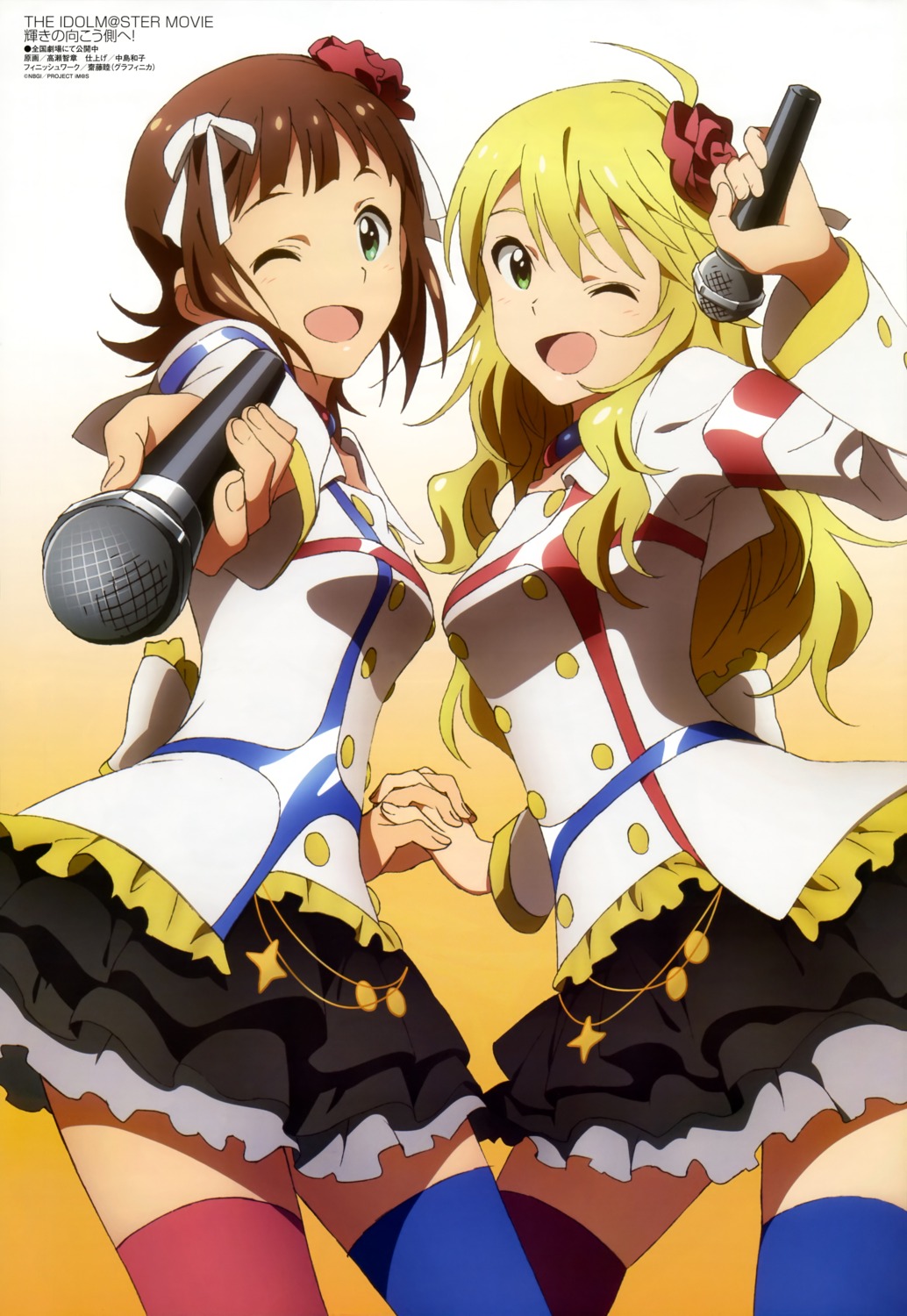 amami_haruka, hoshii_miki, takase_tomoaki, the_idolm@ster, thighhighs