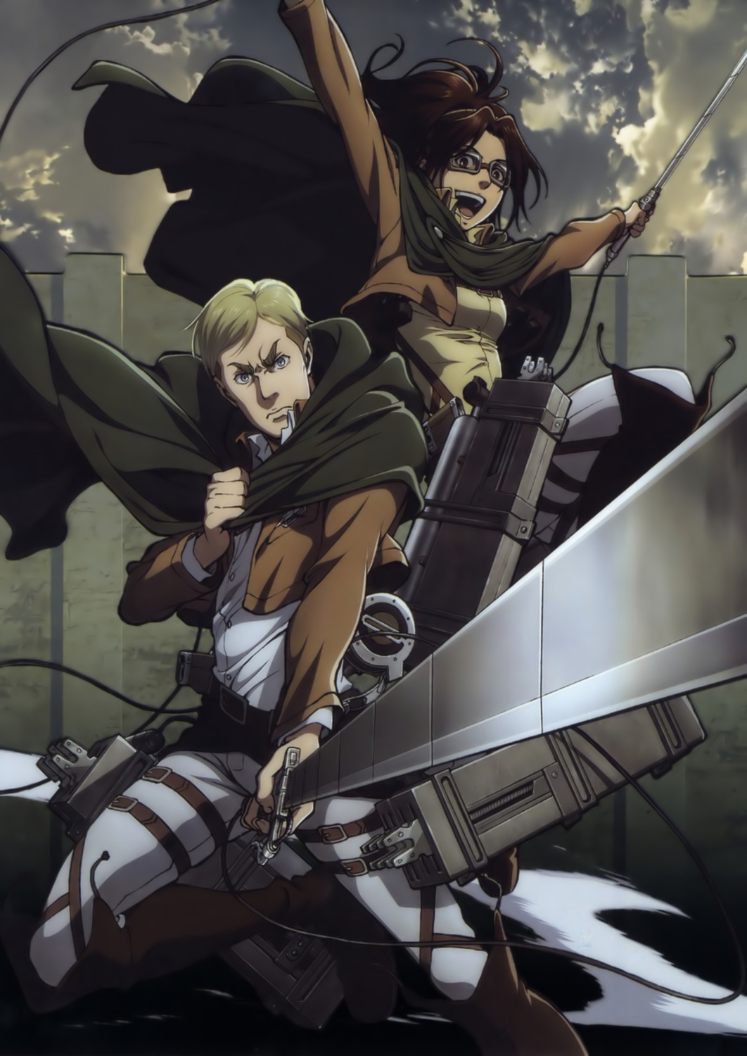 erwin_smith, hanji_zoe, shingeki_no_kyojin, sword, uniform