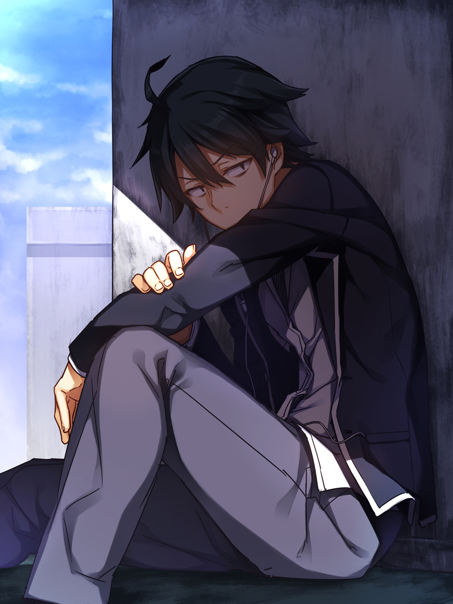 headphones, hikigaya_hachiman, male, racer_(magnet), yahari_ore_no_seishun_lovecome_wa_machigatteiru.