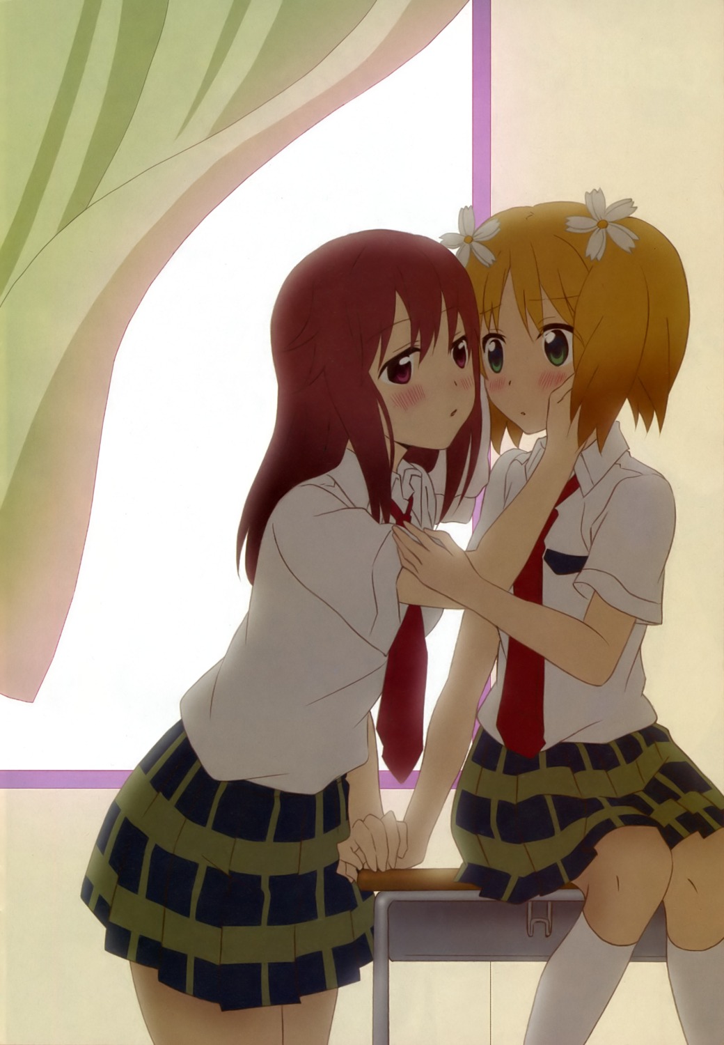 sakura_trick, seifuku, sonoda_yuu, takayama_haruka, thighhighs, yuri