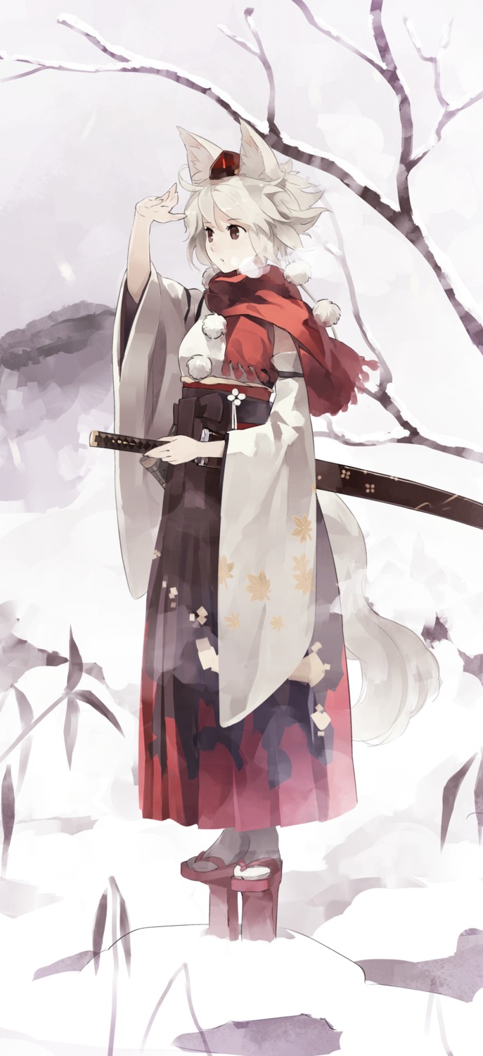 animal_ears, inubashiri_momiji, shihou, sword, tail, touhou