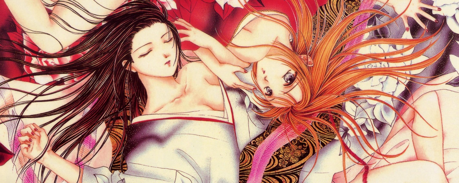 ayashi_no_ceres, cleavage, kimono, mikage_aya, no_bra, tsukasa_shuro, watase_yuu