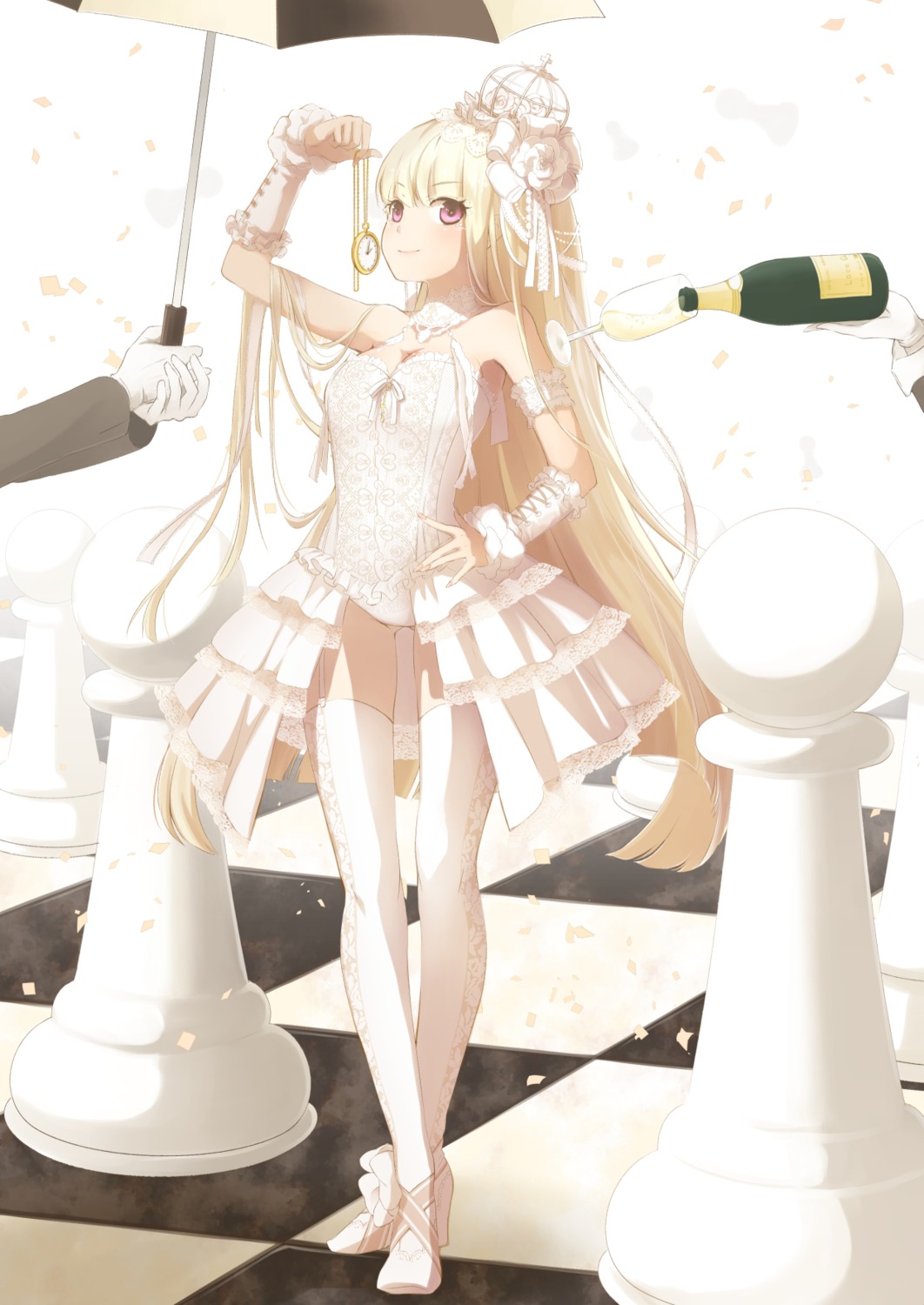 ahira_yuzu, dress, stockings, thighhighs
