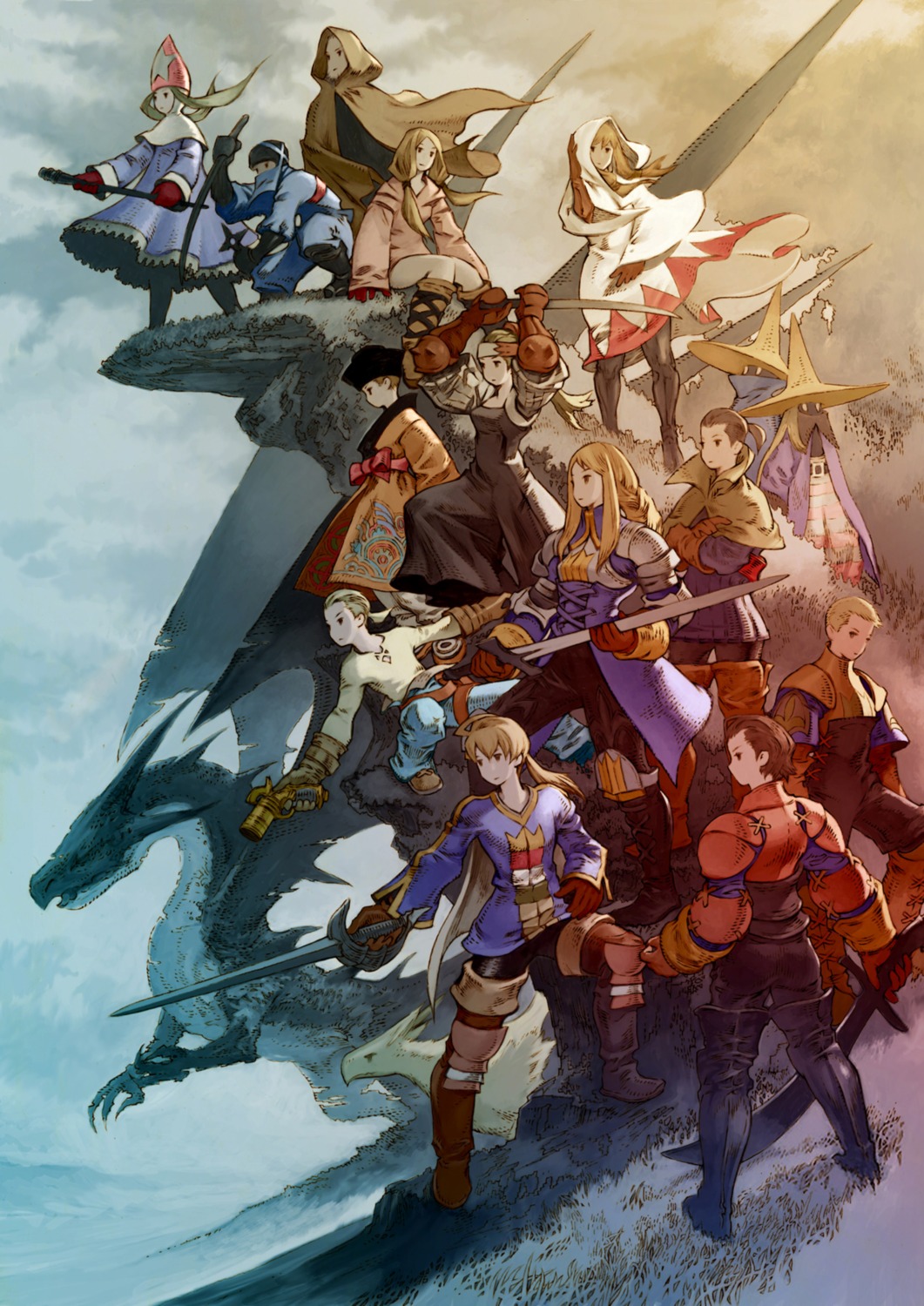 agrias_oaks, black_mage, chocobo, delita_heiral, final_fantasy, final_fantasy_tactics, monster, ramza_beoulve