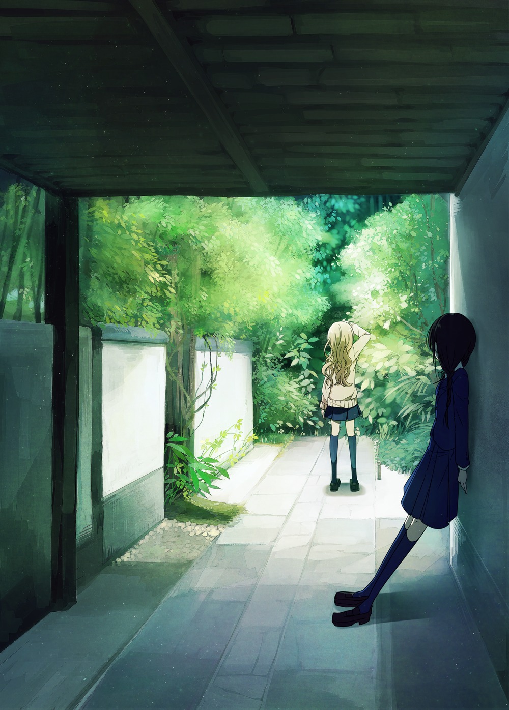 futaribeya, kawawa_sakurako, seifuku, sweater, yamabuki_kasumi, yukiko