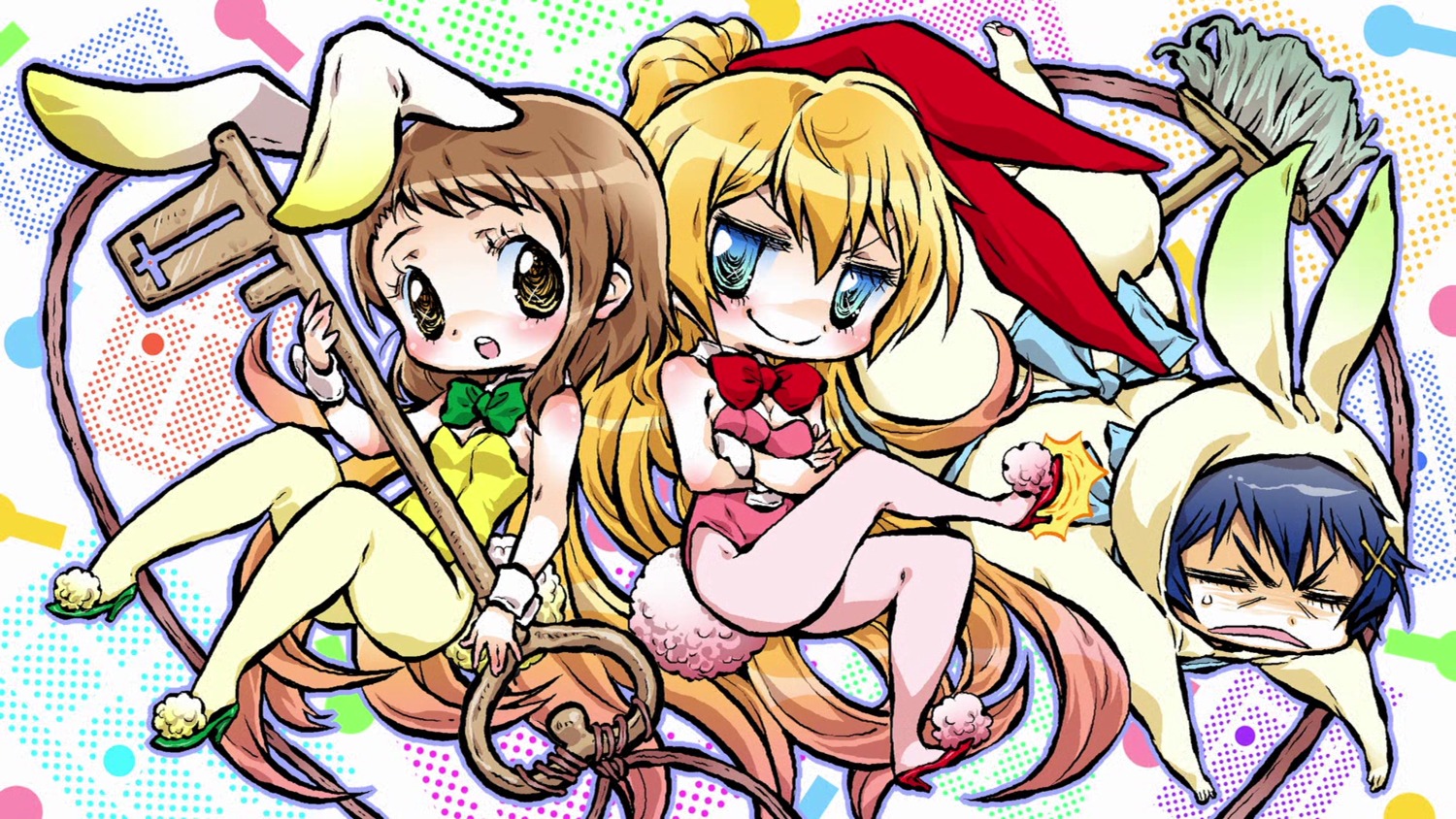 aboshi_mako, animal_ears, bunny_ears, bunny_girl, chibi, endcard, heels, nisekoi, tail, wallpaper