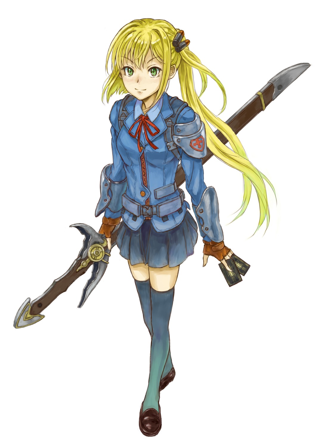 armor, cocoroten, kaku-san-sei_million_arthur, seifuku, sword, technosmith_arthur_(kaku-san-sei_million_arthur), thighhighs