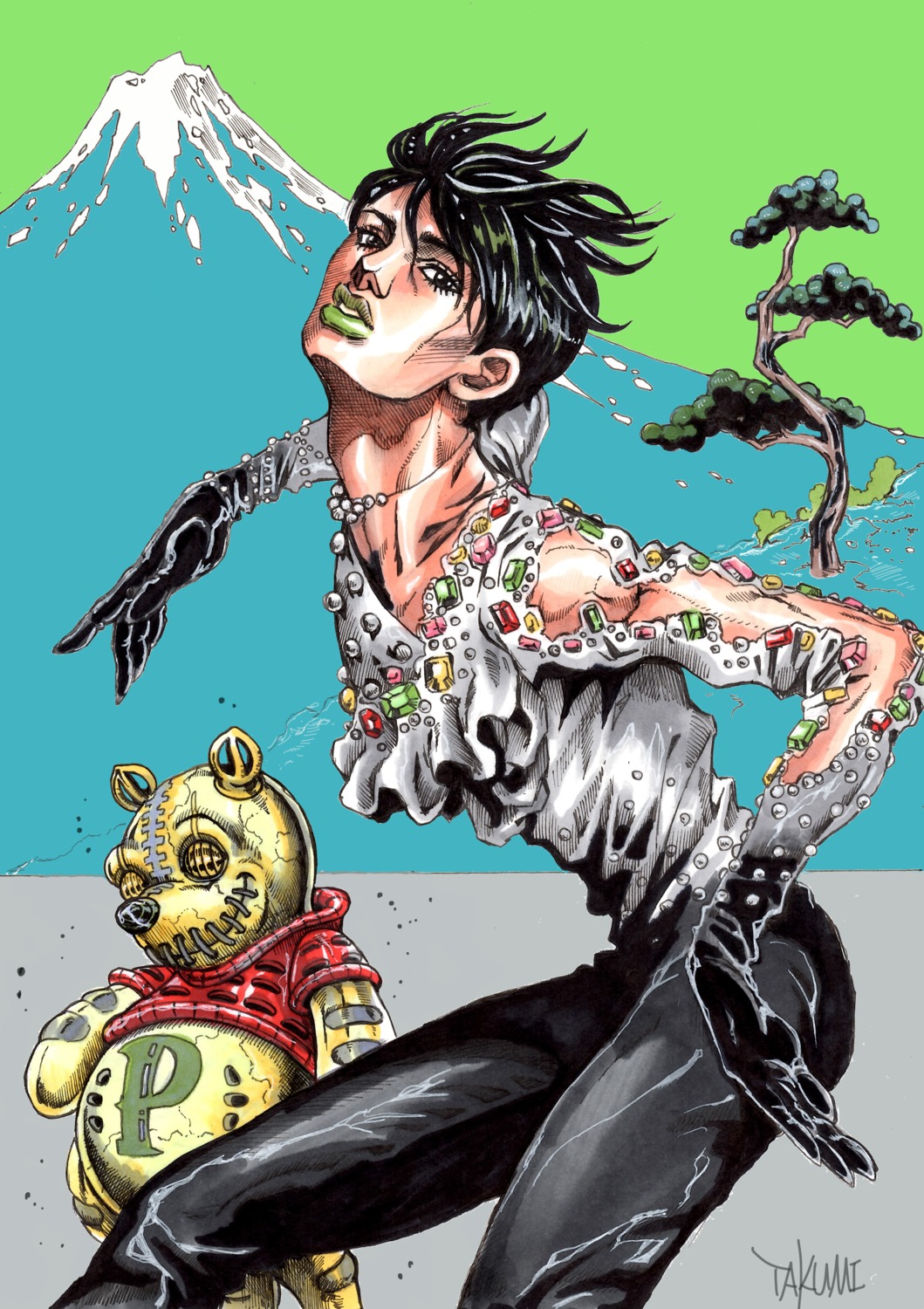hanyuu_yuzuru, jojo_no_kimyou_na_bouken, male, parody, takumi_(marlboro)