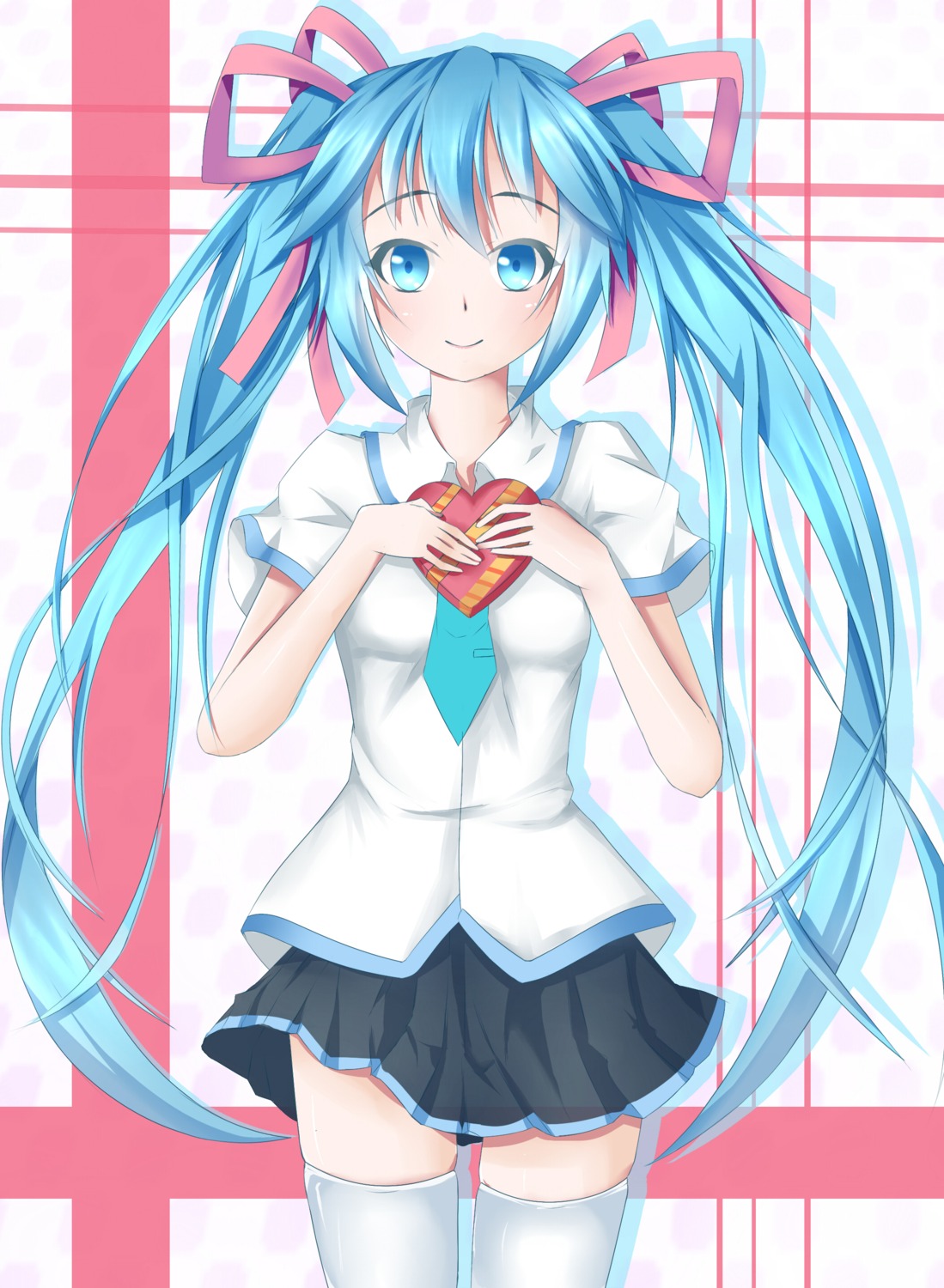 dress, hatsune_miku, mero_(ly21207), seifuku, thighhighs, valentine, vocaloid