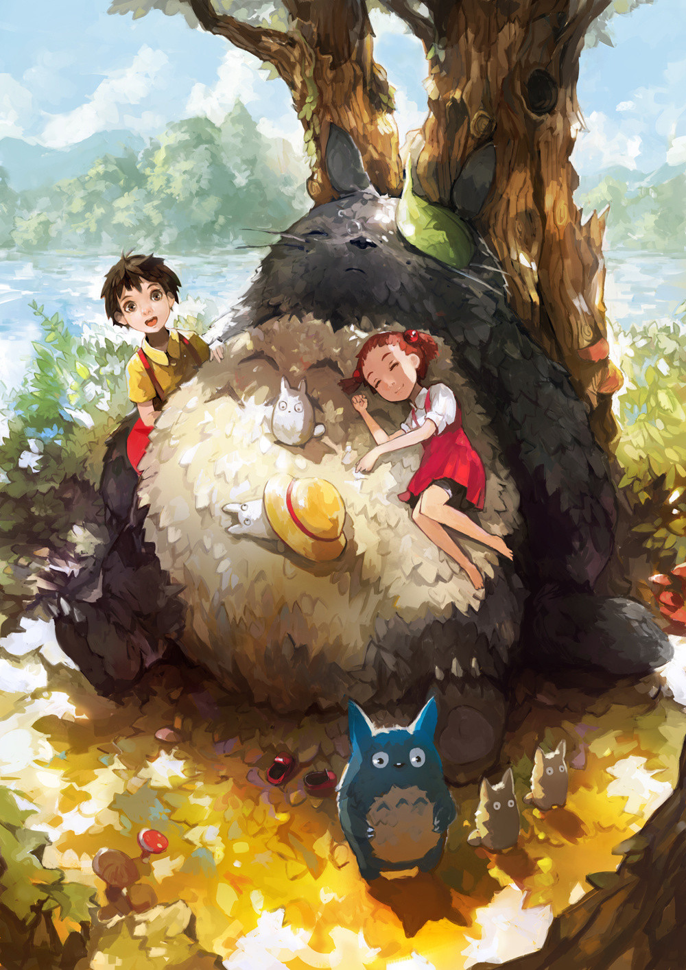 alchemaniac, kusakabe_mei, kusakabe_satsuki, tonari_no_totoro, totoro