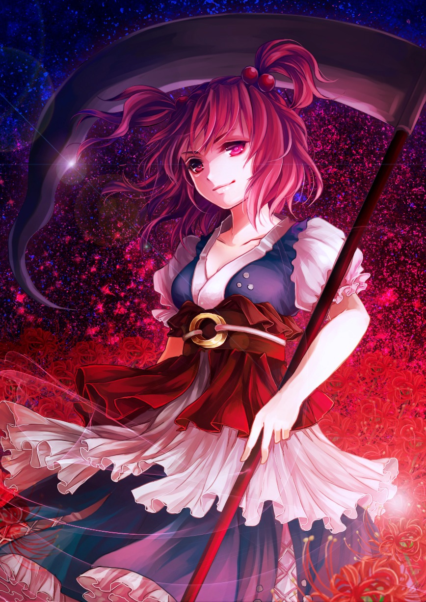 awa_toka, onozuka_komachi, touhou, weapon