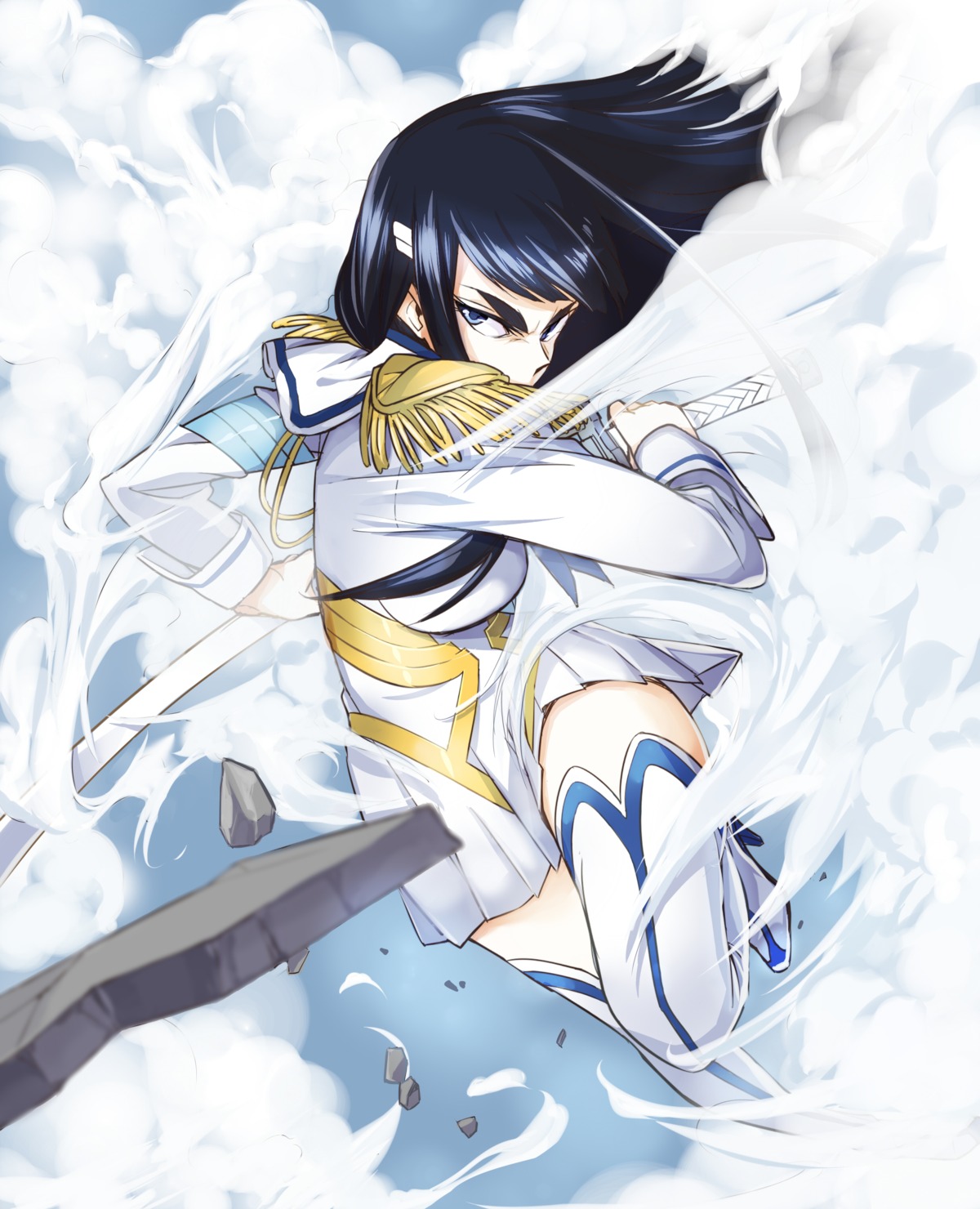 gulim, kill_la_kill, kiryuuin_satsuki, seifuku, sword, thighhighs