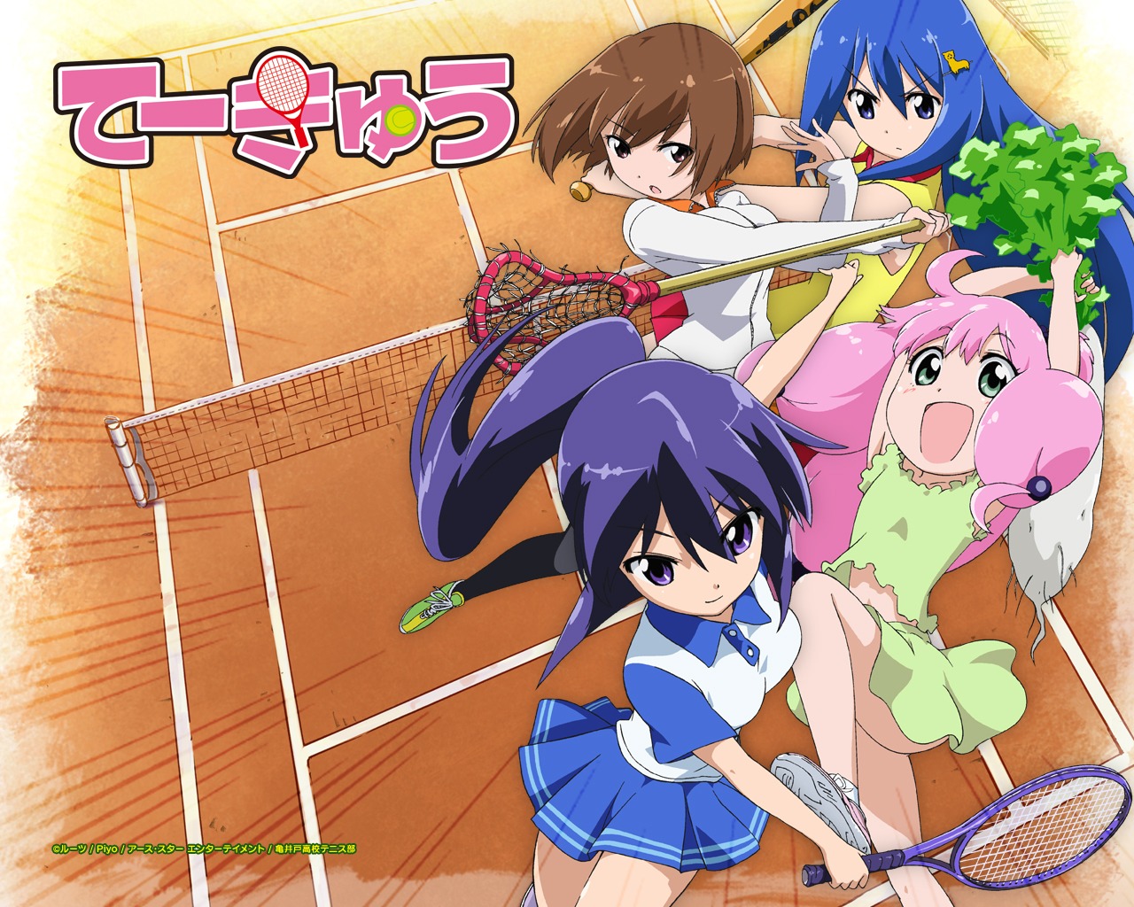 bandou_marimo, oshimoto_yuri, shinjou_kanae_(teekyuu), takamiya_nasuno, teekyuu, tennis, wallpaper