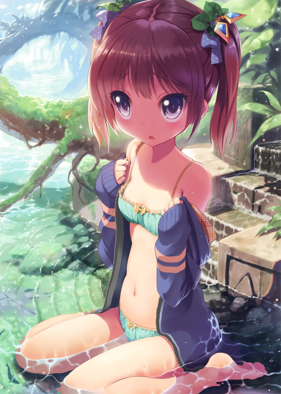 bra, kankurou, open_shirt, pantsu, undressing