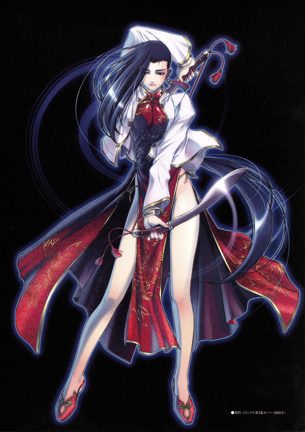 black_lagoon, chinadress, dress, hiroe_rei, pantsu, shenhua, string_panties, sword