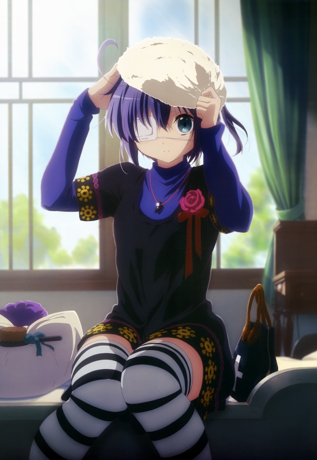 chuunibyou_demo_koi_ga_shitai!, eyepatch, ikeda_kazumi, takanashi_rikka, thighhighs
