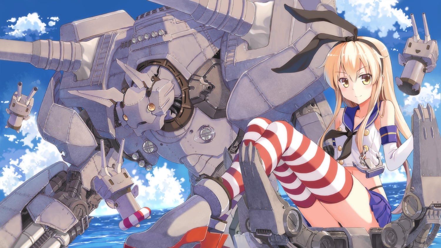 kantai_collection, mecha, rensouhou-chan, shimakaze_(kancolle), terras, thighhighs