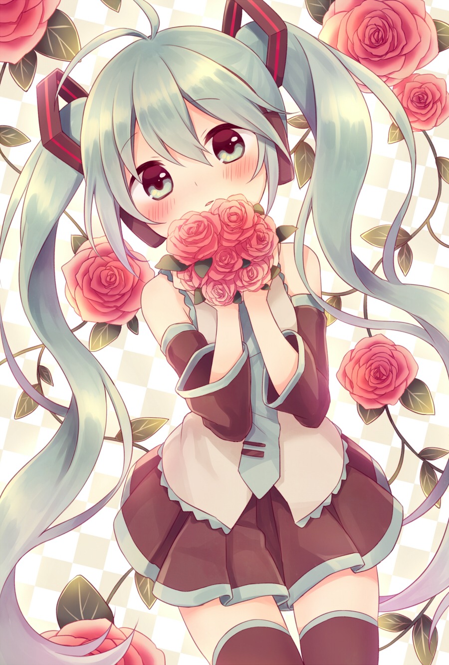 amene_kurumi, hatsune_miku, thighhighs, vocaloid