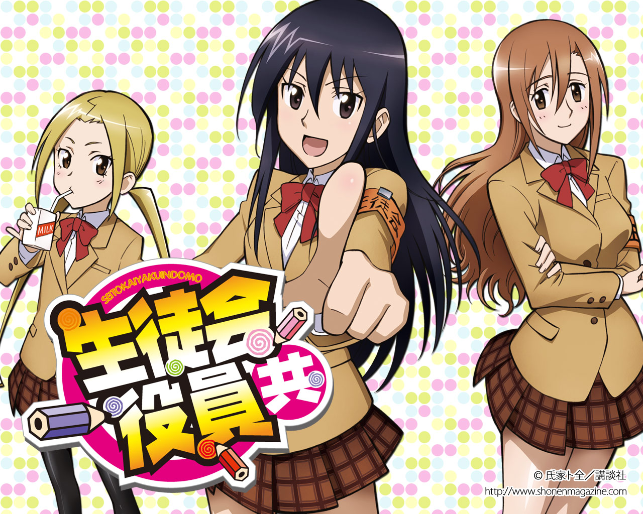 amakusa_shino, hagimura_suzu, seifuku, seitokai_yakuin_domo, shichijou_aria, wallpaper