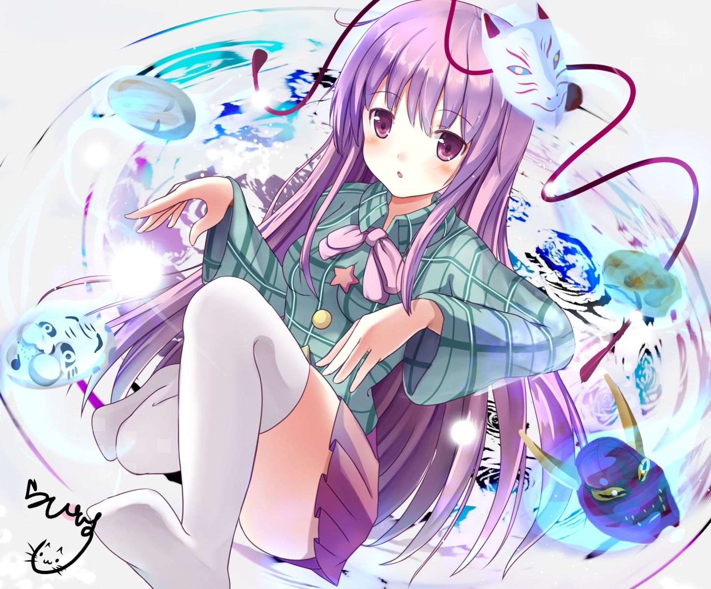 asahina, autographed, hata_no_kokoro, thighhighs, touhou