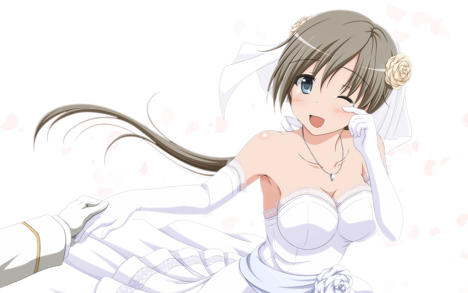 chitose_(kancolle), cleavage, dress, kantai_collection, shira-nyoro, wedding_dress