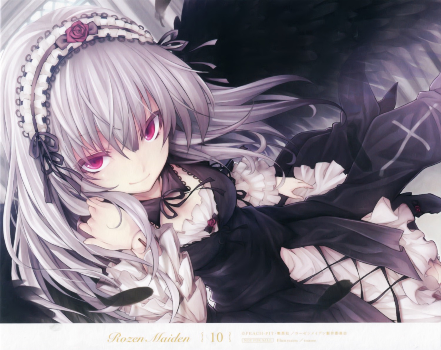 dress, gothic_lolita, lolita_fashion, overfiltered, rozen_maiden, suigintou, tousen, wings
