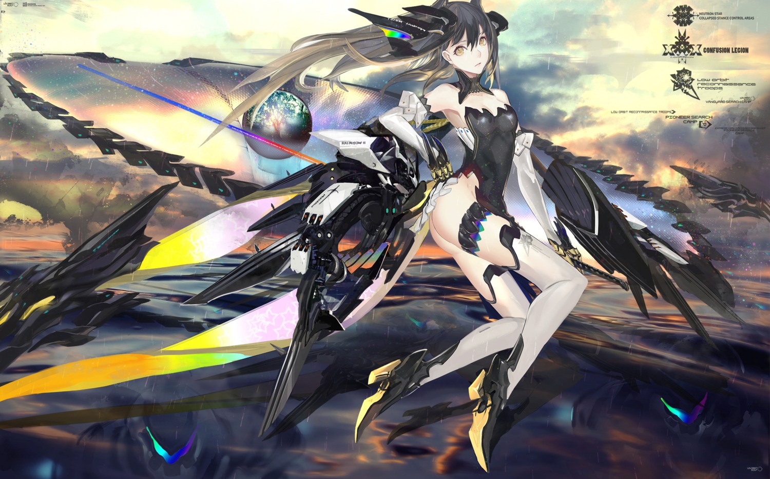 ass, garter, heels, kiwamu, mecha_musume, pixiv_fantasia, sword, tail