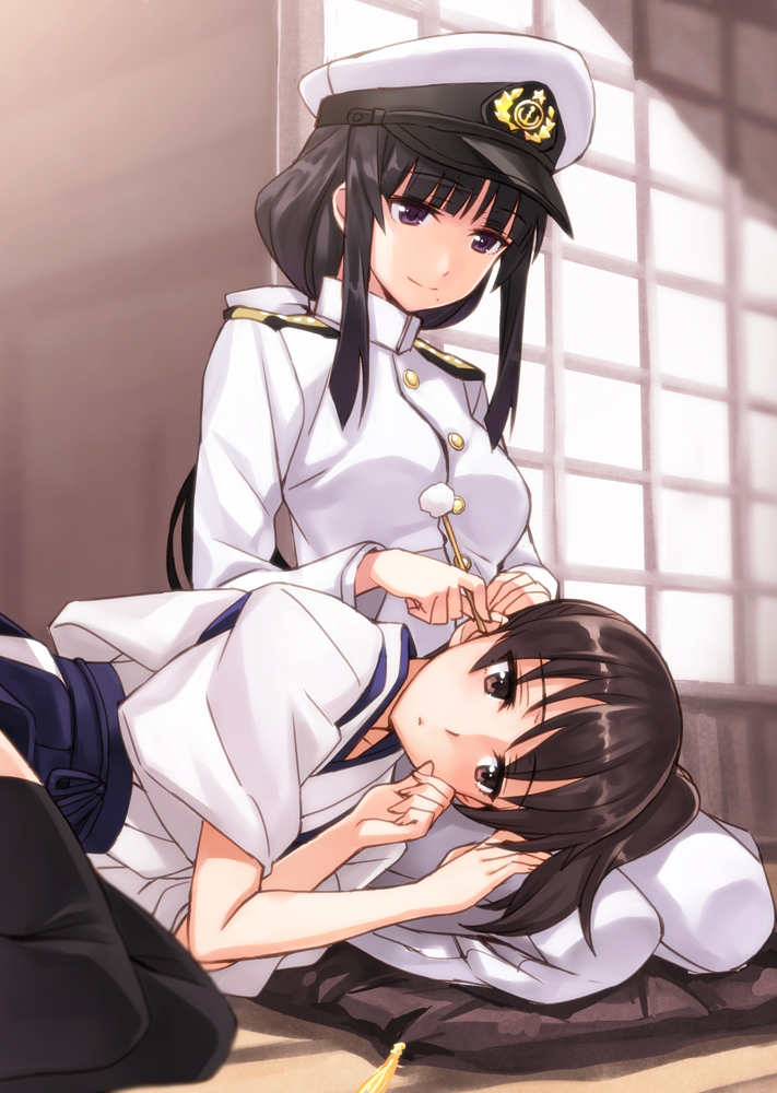 female_admiral_(kancolle), kaga_(kancolle), kantai_collection, matsuryuu, thighhighs, uniform