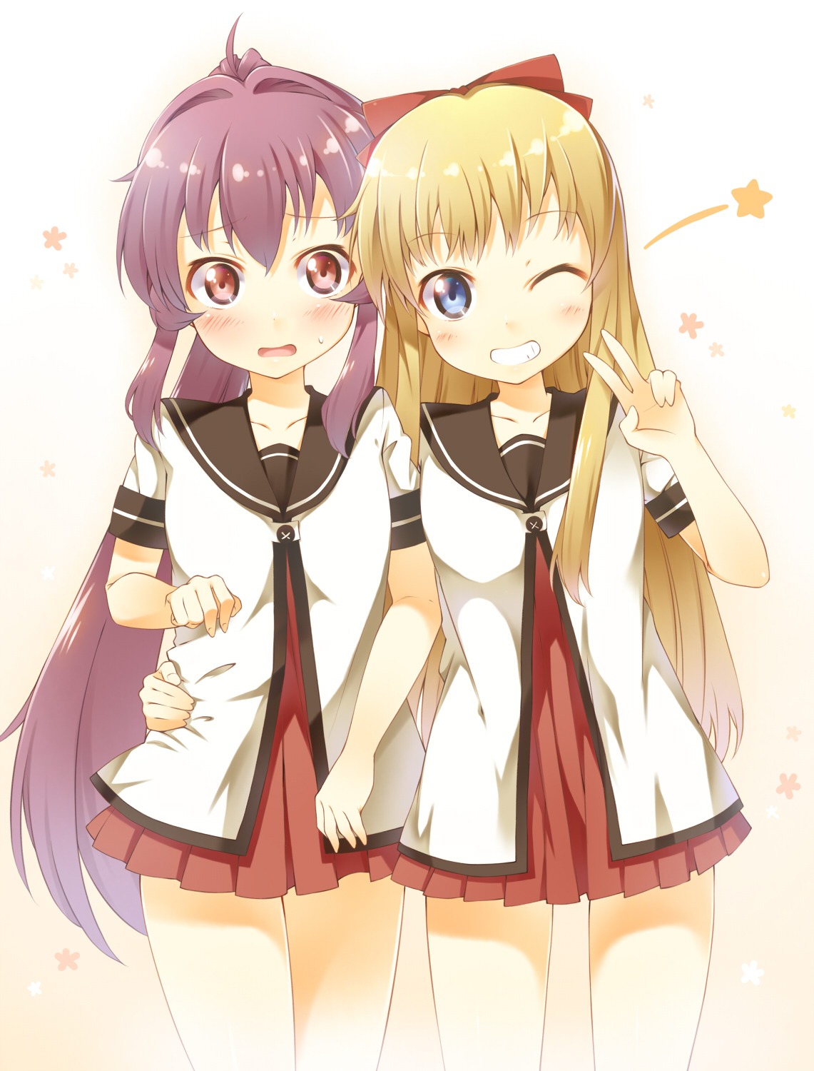 kazuma_(kazumav), seifuku, sugiura_ayano, toshinou_kyouko, yuru_yuri
