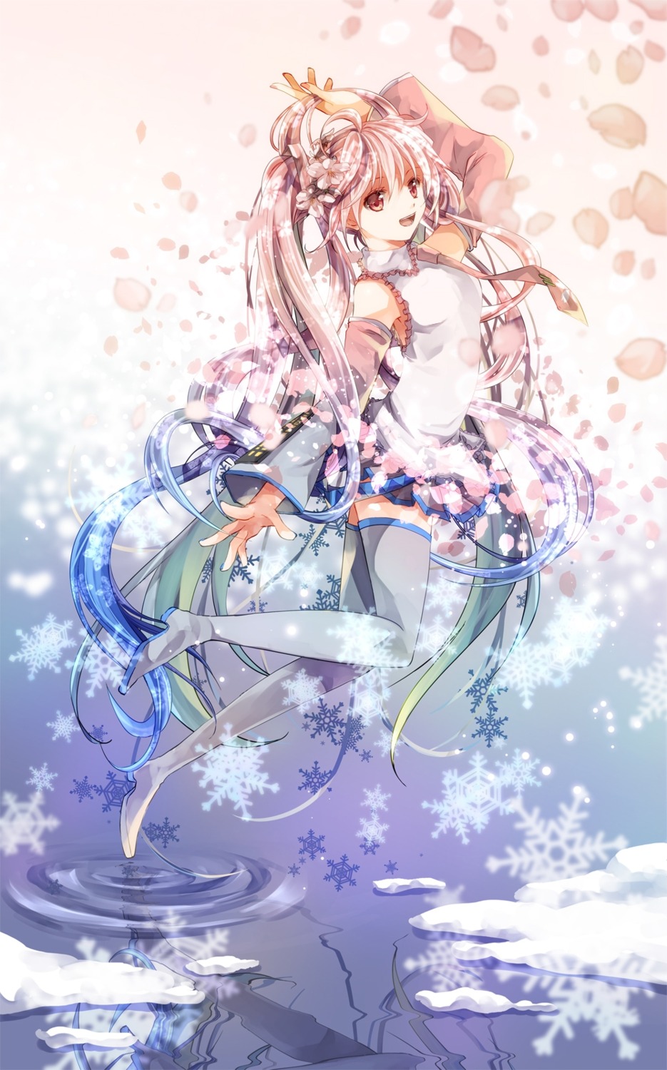 hatsune_miku, iroha_(shiki), sakura_miku, thighhighs, vocaloid