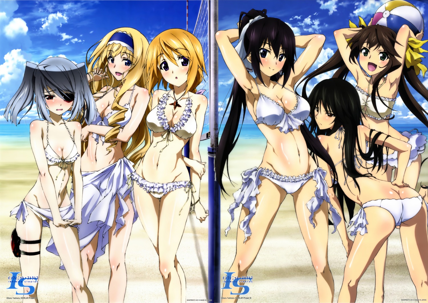 anno_masato, ass, bikini, cecilia_alcott, charlotte_dunois, cleavage, color_gap, eyepatch, fixme, huang_lingyin, infinite_stratos, laura_bodewig, orimura_chifuyu, shinonono_houki, swimsuits