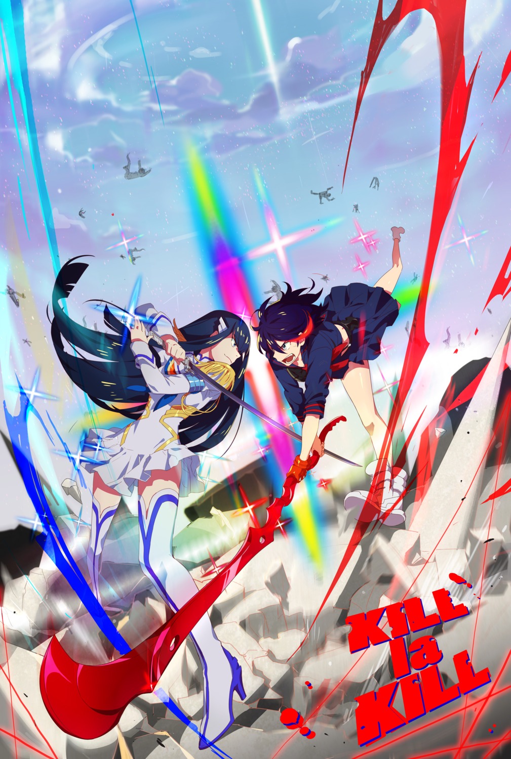 junketsu, kill_la_kill, kiryuuin_satsuki, matoi_ryuuko, senketsu, sword, thighhighs