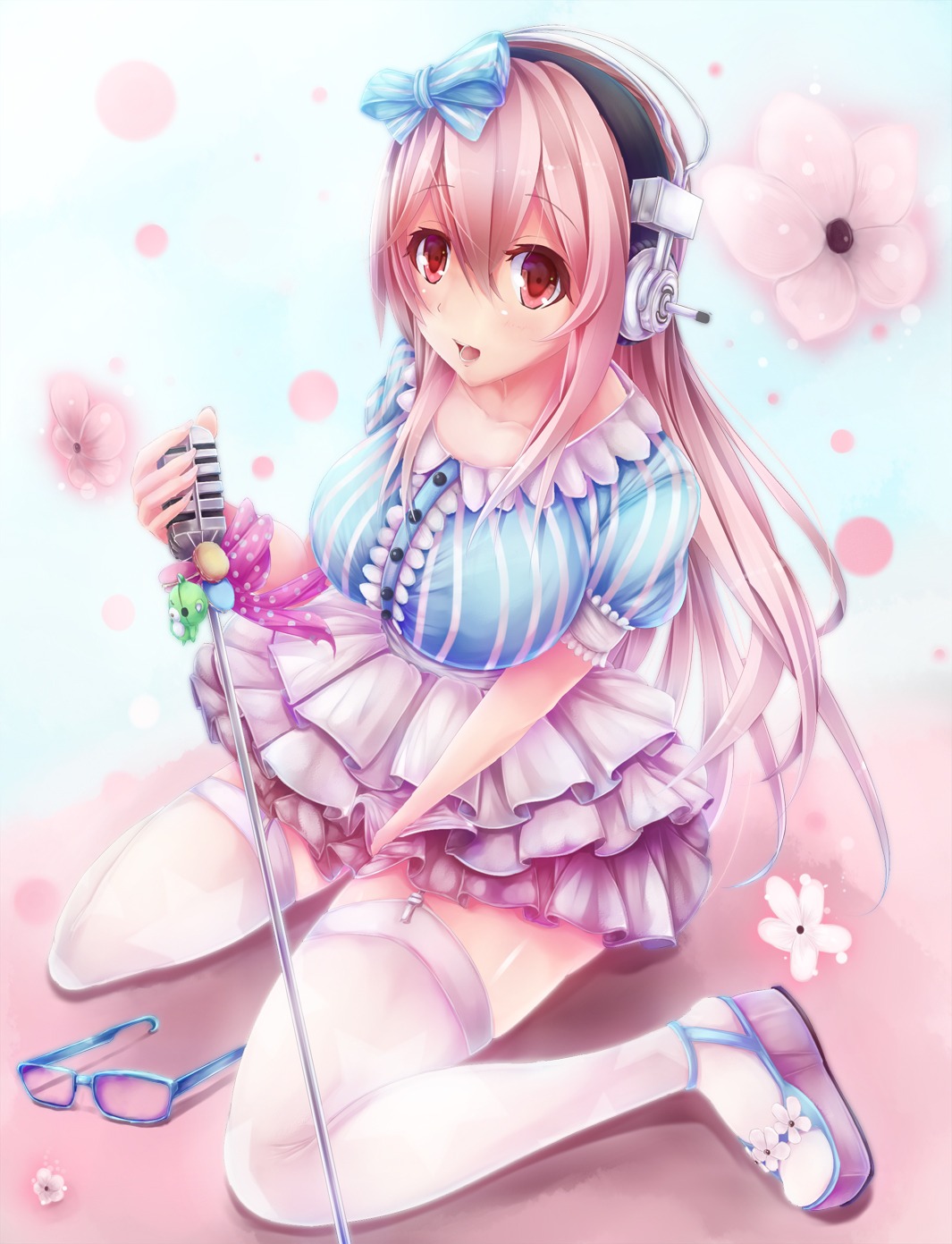 dress, headphones, heels, sawa, sonico, stockings, super_sonico, thighhighs