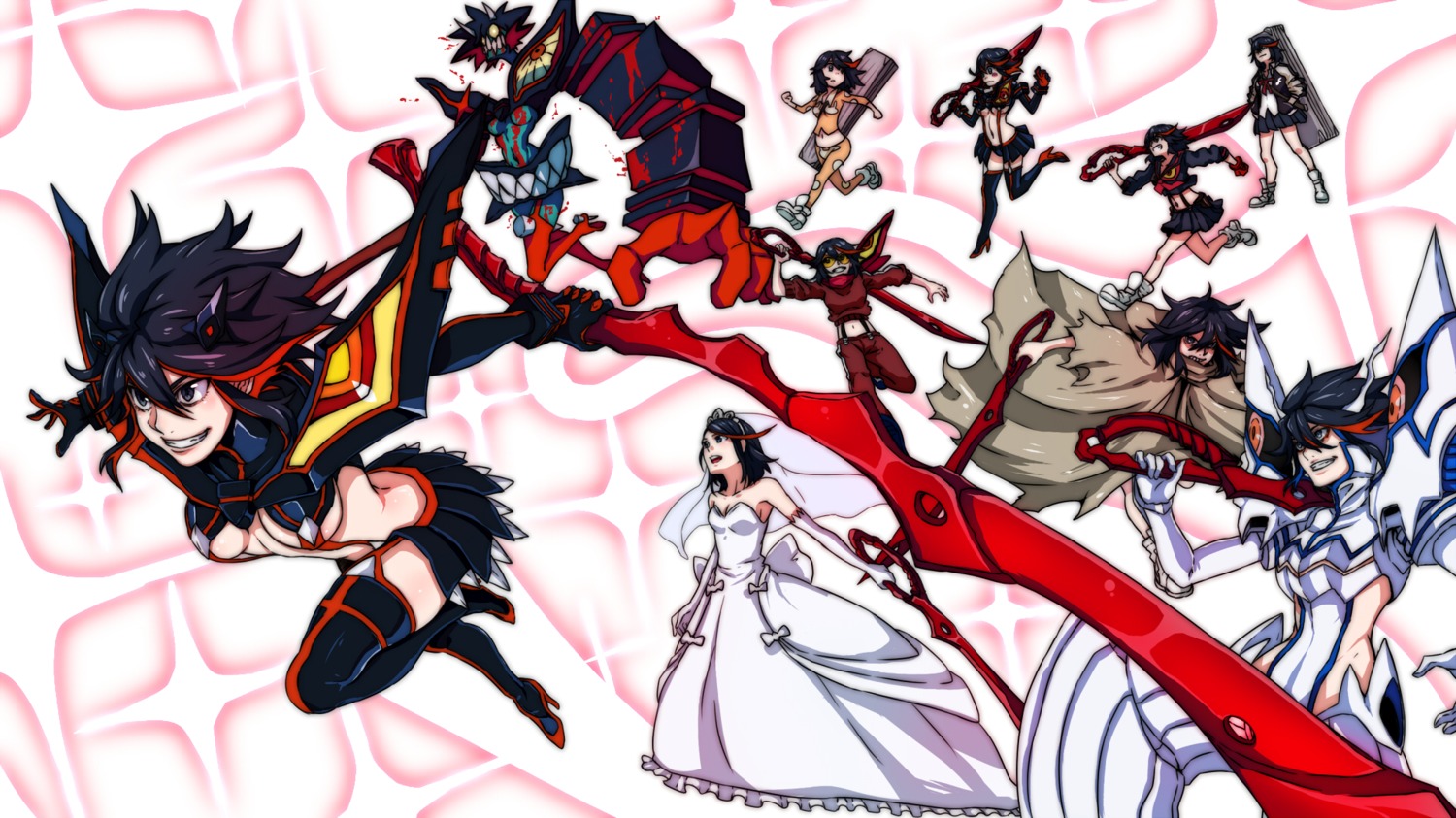 kill_la_kill, matoi_ryuuko, stockings, sword, thighhighs, underboob, yusuki_(fukumen)